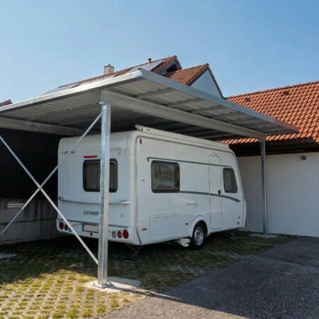 Robustes Stahl-Carport mit Trapezblech-Eindeckung