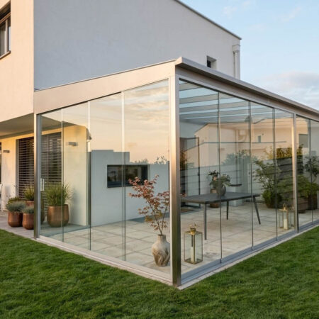 Terrassenüberdachung mit Schiebeverglasung