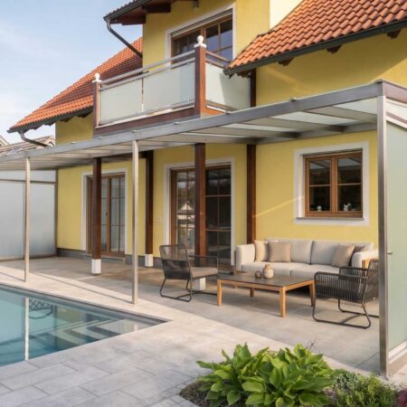 Großflächige Terrassenüberdachung